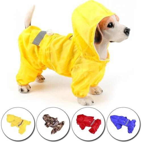 Pet Cat Dog Raincoat Hooded Reflective Puppy Rain Coat Outdoor Clothes Jacket Windproof Design Waterproof Clothing Rainwear