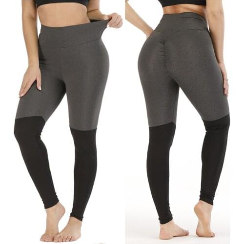 ELOS-Womens Sexy Buttocks Sports High Waist Fitness Slim Yoga Leggings Gray
