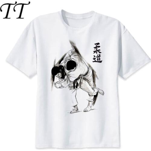 Judo T-shirt men summer t-shirt boy print tshirt anime t shirt brand clothing white color tops tees M8124