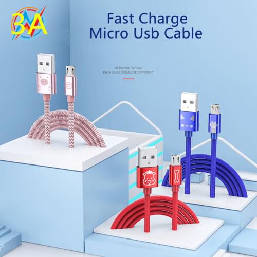 3A Cartoon Doll Micro USB Cable Fast Charging Data Cable for Samsung Huawei Xiaomi HTC Mobile Phone Accessories Charger Cord