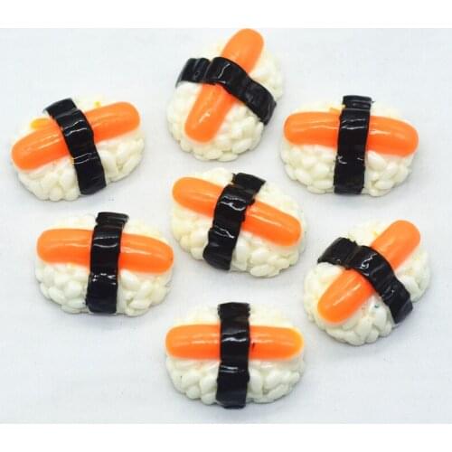 10PCS 24mmX18mm Resin Sausage Sushi Cabochons|Resin Dollhouse Food Miniatures|Resin Artificial Food Miniatures