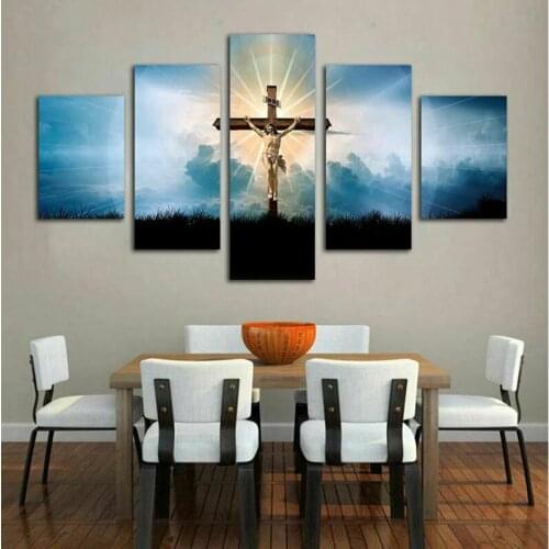 Jesus Christ Cross Christian Poster 5pcs Modern Home Wall Decor Canvas Picture Art HD Print Painting On Canvas for Living Room