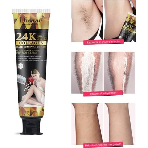 24K&Collagen Hair Removal Cream Painless Gentle Effective Body Care Epilator Removal Depilation Repairing Balm 100g