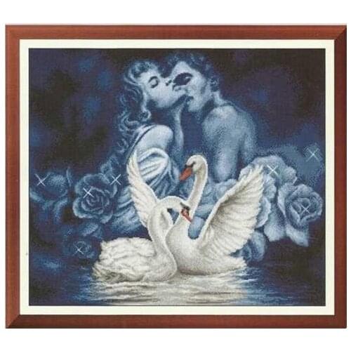 Top Quality Swan lovers, Couple Sewing Kit Embroidery Needlework 14CT Unprinted Cross Stitch Kits Art DIY Handmade Home Decor