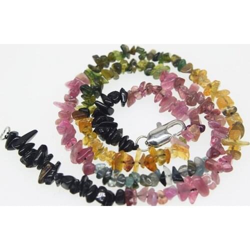 Tourmaline round 3-4mm 16inch FPPJ wholesale beads nature choker necklace multicolor