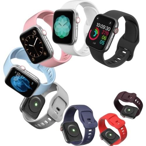 Silicone strap for Apple watch band 44mm 40mm iWatch band 38mm 42mm Liquid watchband bracelet for apple watch serie 5 4 3 se 6