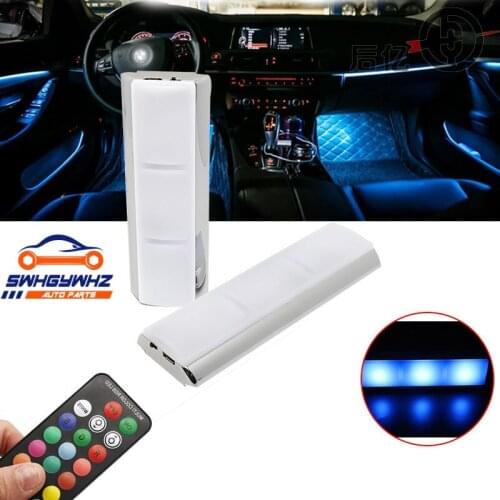 Car Interior Light RGB LED Light Wireless Remote Automotive Car Decorative Lamp Auto Ambient Light Lamp Charging Foot Light