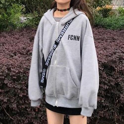 Harajuku Sweatshirts Cardigan Oversized Hoodie Zipper Women Clothing Korean Fashion Letter Long Sleeve Hoodies Women толстовка