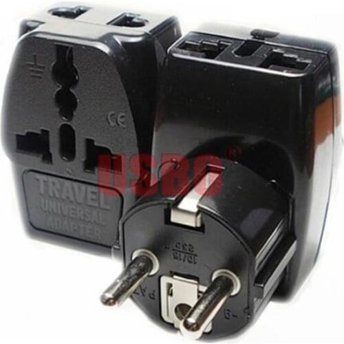 Black Copper 16A 250V Europe universal travel adapter plug 3-into-1 AU/UK/US/EU to EU power adaptor plug socket converter Type-G