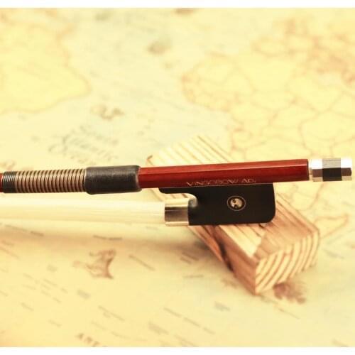 VingoBow 3/4 Szie French Double Bass Bow Natural Horsehair Brazilwood Ebony Frog Nickel Silver Part 310BF 66.5cm Warm Tone