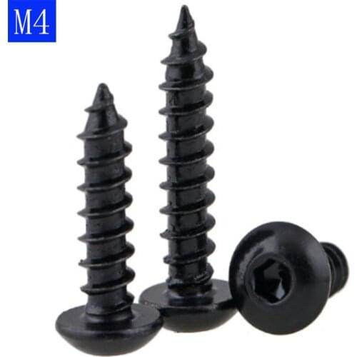M4 ( 4mm ) High Tensile 8 Black Oxide Button Head Socket Cap Self Tapping Screws Hex bolts