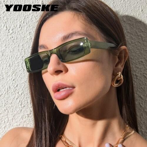 YOOSKE Small Sunglasses Women Luxury Brand Green Goggles UV400 Outdoors Shades for Ladies Eyeglasses Hip Hop Trend Styles
