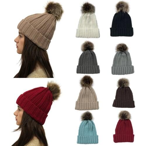 Winter Women Knitted Hats Fashion Warm Pom Pom Wool Hat 2019 Ladies Skullies Beanie Female Outdoor Caps thanksgiving winter cap