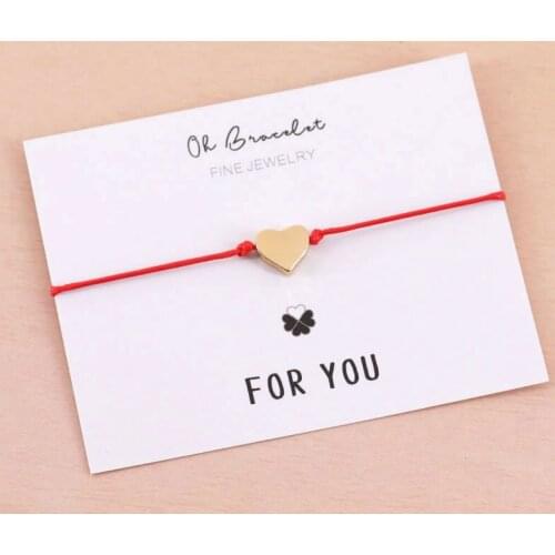 Gold Heart Wish Bracelet His and Her Adjustable Red String Matching Bracelets Best Friend Lucky Bracelet for Women Men Jewelry