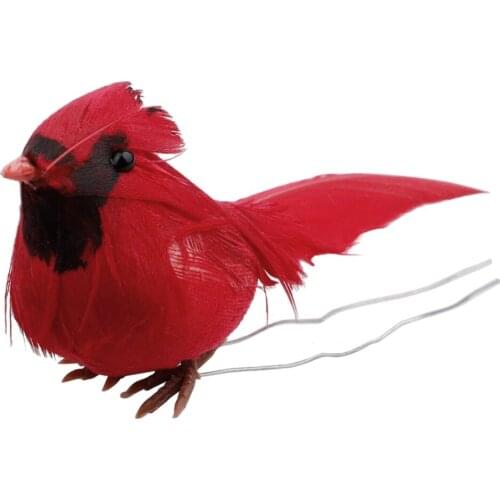 10Pcs Realistic Lovely Cardinal Christmas Tree Ornament Door Festival Decorations With Alligator Clips Red Feathers Artificial