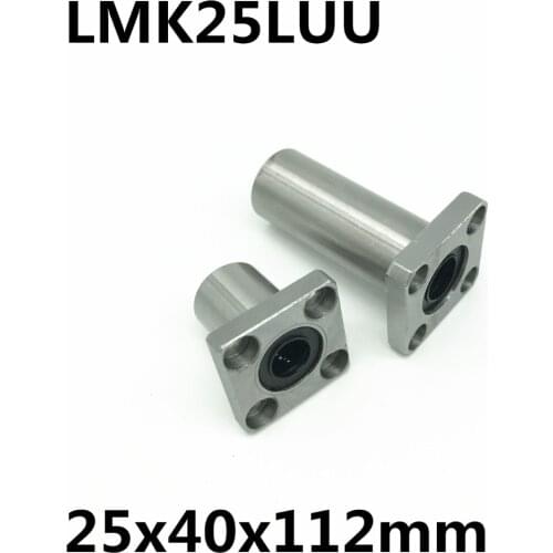 2pcs LMK25LUU for 25mm shaft linear bearing square flange ball bearing bush 25x40x112 mm LMK25L Free Shipping