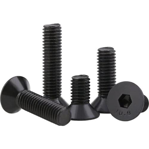 10.9 Level Black Countersunk Head Hex socket Bolts KM DIN7991 Flat Head Hexagon Socket Machine Screw M4 M5 M6 M3 20Pcs