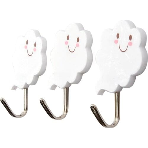 3Pcs Self Bathroom Kitchen clouds Hanger Adhesive Hooks Stick On Wall Hanging Door Clothes Towel Holder Racks
