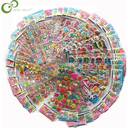 5 Sheets 3D Puffy Bubble Stickers Mixed Cartoon Animals Cars Princess Waterpoof DIY Children Kids Boy Girl Toy Hot Sale GYH