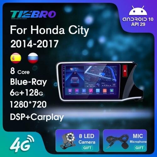 2DIN Blu-ray IPS Car Radio For Honda City Grace RHD 2014-2017 Android10.0 GPS Navigation Autoradio 8Core Car Stereo Carplay DSP