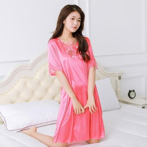 Big Size 4XL Women Summer Nightwear Ice Silk Ladies Sexy Sleepwear Casual Home Service Nightdress Loose Long Wedding Bride Wear