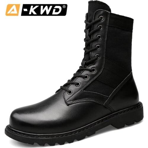 Fashion Men Shoes Winter Warm Genuine Leather Winter Men Boots High Top Work Shoes Military Boots Men Casual Sneakers Mens 37-48