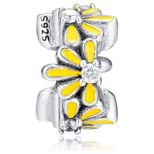 Fits for Pandora Charms Bracelets Necklaces 100% 925 Sterling Silver Jewelry Daisies All Around Beads Free Shipping