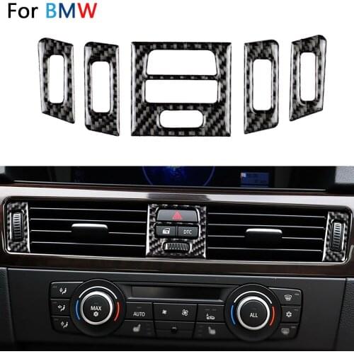 For BMW E90 E92 E93 Carbon Fiber Central Control Outlet Air Vent Trim Decoration Air Vent Outlet Covers For Car Accessories