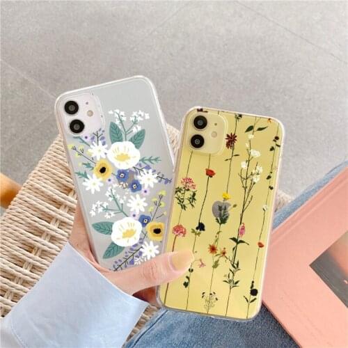 Luxury Transparent Flower Cases For iPhone 12 11Pro Max 5 5S SE 2020 10 XR XS 6 7 6S 8 Plus Shockproof Bumper Clear Back Cover