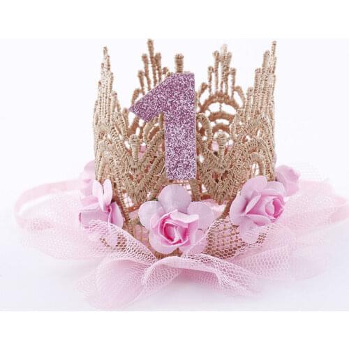 Newborn Baby Girl Infant Princess Flower Lace Crown Headband Birthday Tiaras Party Hairband Photo Props Gifts