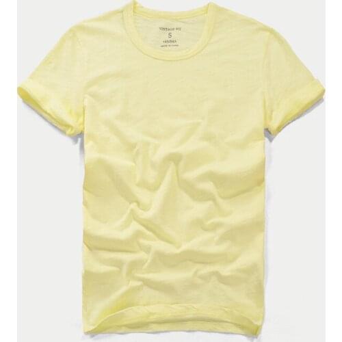 2021 Summer Mens Short Sleeve T-shirt Round Neck Slim Fit Pure Cotton Tees Slubby Cotton Solid Color Soft Thin Tops Tshirts