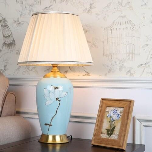 New Chinese Style Ceramic Table Lamp Bedroom Bedside Lamp Living Room Model Room Decoration Creative Modern Factory