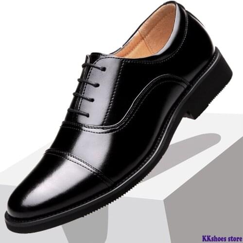 Triple Joint Classic Officer Men Dress Shoes Armyman Wing-tip Derby PU Leather Elegant Suit Business Formal Oxfords