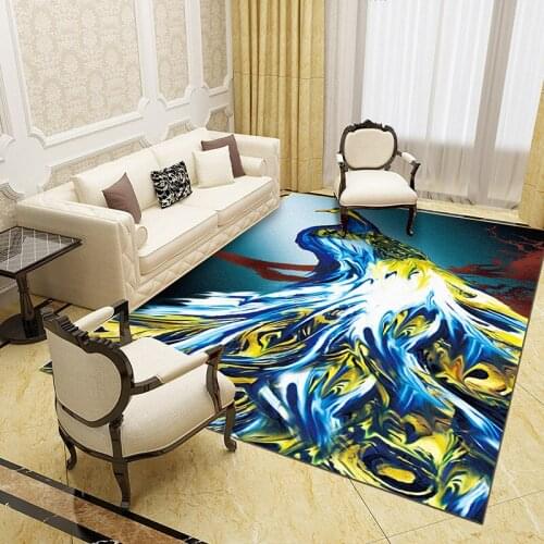 Peacock Carpet 3D Printed Carpet Square Anti-Skid Area Floor Mat Rug Non-slip Mat Dining Room Living Soft Carpet Style-5