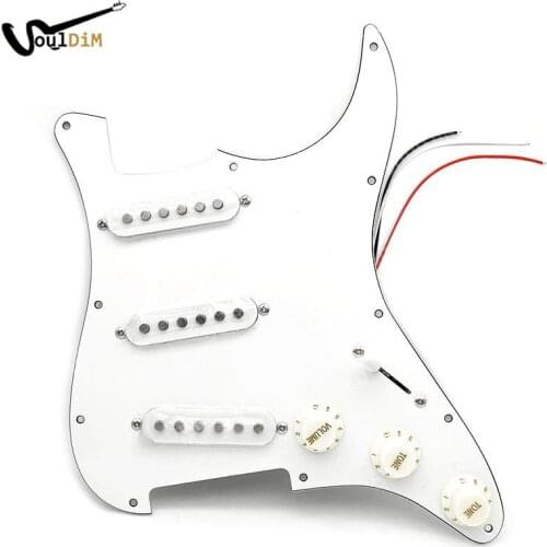 Red/White Pearl White Electric Guitar Pickguard Pickups Loaded Prewired 11 Hole SSS