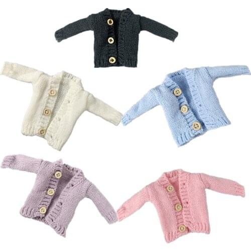 Fashion Handmade Knitted Coat Sweater Top 1/6 BJD Doll Clothes for Barbie Clothes Winter Outfits 11.5" Dolls Accessory Kids Toys