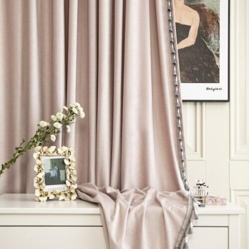 Fashion Blackout Curtains with Tassel for Living Room Bedroom Carved Horizontal Texture Velvet Pink Grey Curtain Drapes Cortinas