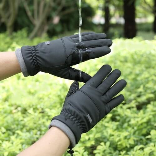 Mens autumn and winter warm gloves plus velvet cold and windproof driving and riding non-slip outdoor touch screen