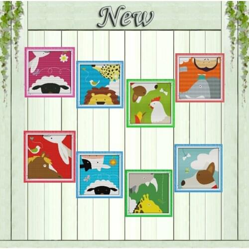 Lovely animals cartoon decor painting counted print on canvas DMC 11CT 14CT Chinese Cross Stitch kits embroidery needlework Sets