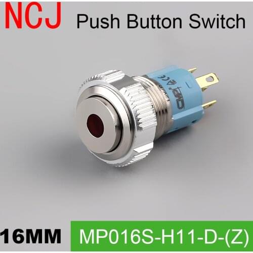 NCJ 16mm Metal Push Button Switch IP67 Maintained Alternate & Momentary push button switch stainless steel with LED lamp 3A