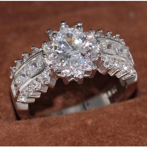 Original Luxury Jewelry Vecalon Brand 10KT White Gold Filled 5A Clear Zirconia CZ Classical Princess Women Wedding Rings Gift