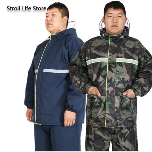 Large Plus-sized Raincoat Men Womens Plus Size Fat People Camouflage Rain Coat Motorcycle Riding Rain Pants Impermeable Gift