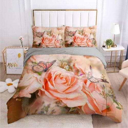 3D Flower Design Duvet Cover Set Bedding Sets Comforter Case and Pillowcase Full Twin Single Double Size Linens Bed