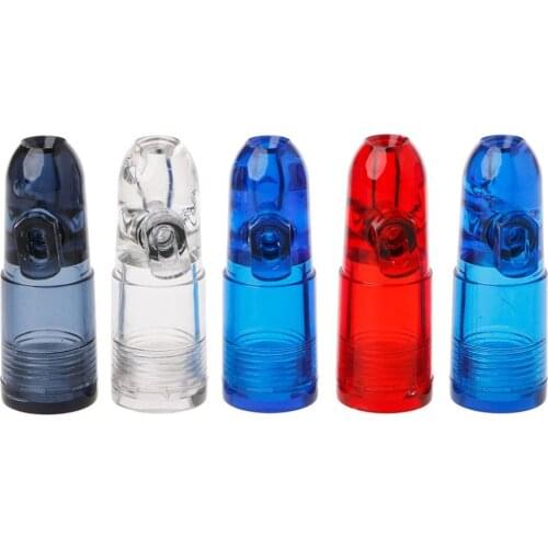 Portable Bullet Snuff Dispenser Snorter Rocket Shape Acrylic Bottle Nasal Pill Cases Splitters Medicine Storage Box Random Color