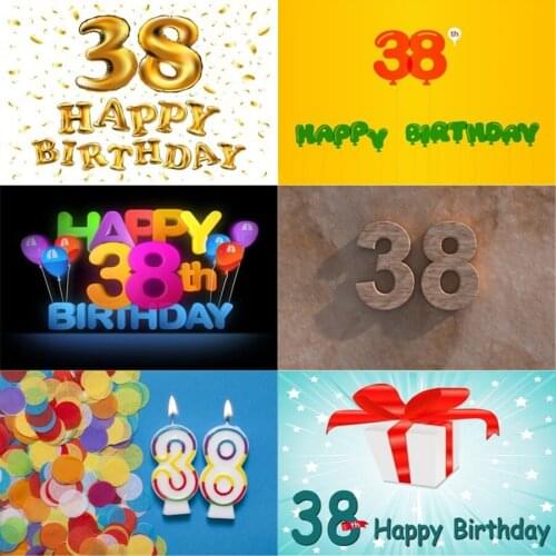 Photo Studio Props Vinyl Photography Backdrop Thirty Eight Year Old Birthday Balloon Ribbons 38St Birthday Party Decoration