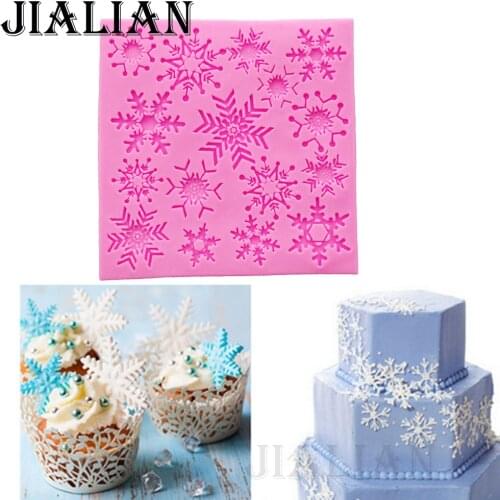 Christmas cake baking tools Beautiful snowflake cake decoration tools silicone molds used to easily create poured sugar T0765