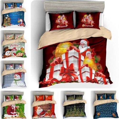 3D Printed Christmas Bedding set Kids Cartoon Merry Christmas Gift Duvet Quilt Cover Pillowcases Twin Queen Size New Year