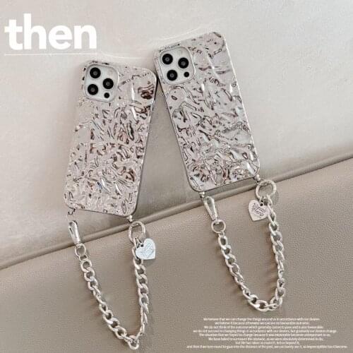 INS Love Heart Chain metal Bracelet plating silicone case for iphone 12 Pro Max 12 MiNi 11 Pro Max XR X XS Max 7 8 plus SE 2020