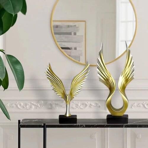 Nordic Luxury Gold Resin Sculpture Technology Decoration Living Room Dining Room Grid Porch Wine TV Cabinet Decoration Gift