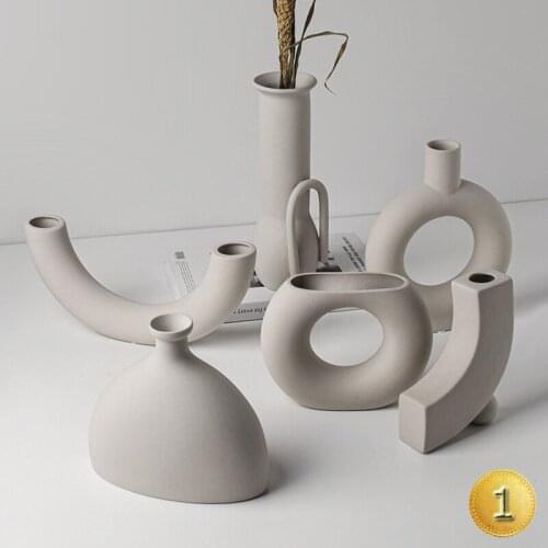 Korean Geometric Art Plain Embryo Vase Office Decoration Blumenvase Living Room Flower Vases for Homes Nordic Ceramic Flowerpot